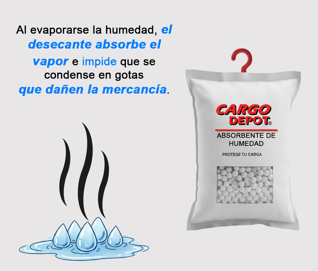 Saco o bolsas absorbente de humedad con gancho para contenedores Cargo Depot