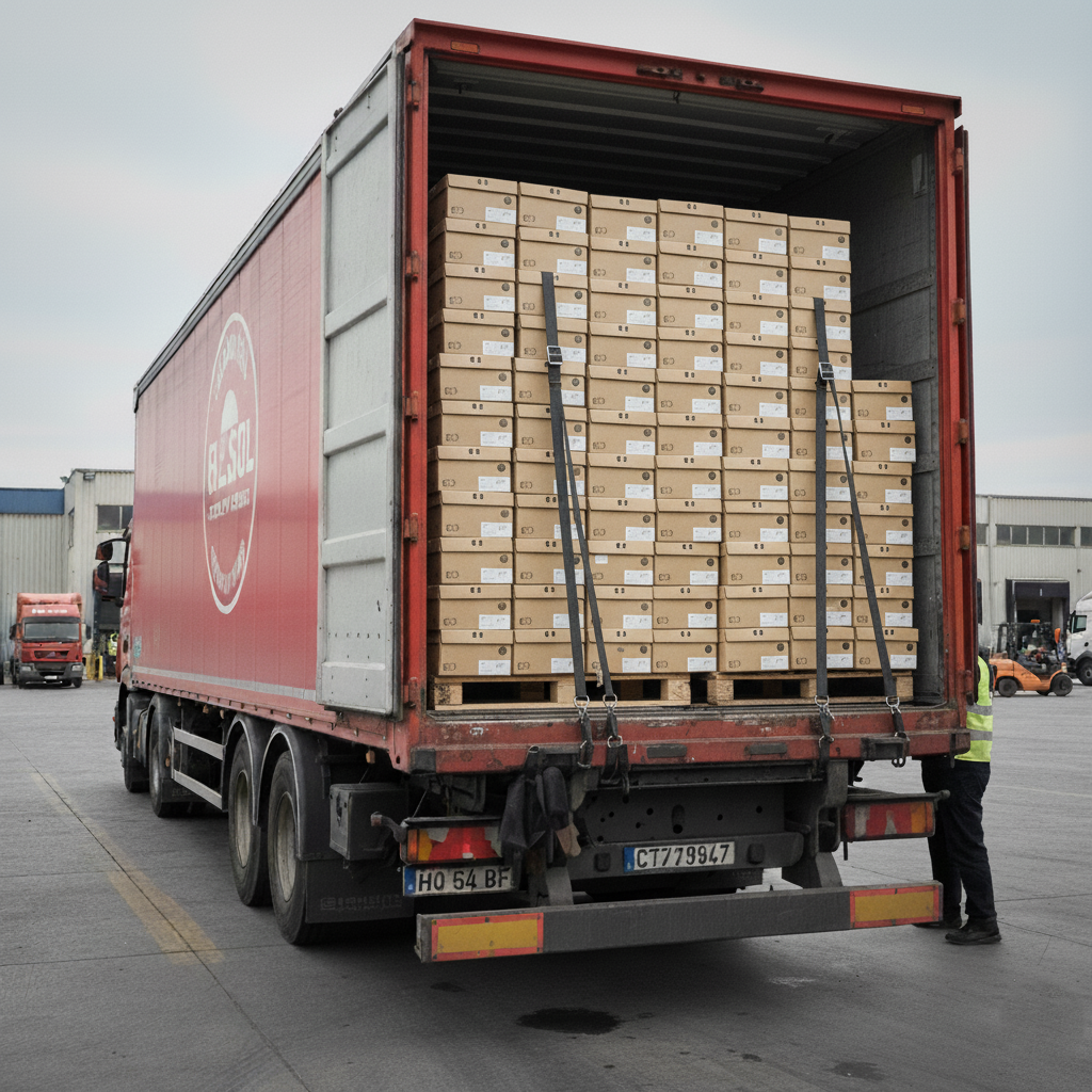 camión con cajas de zapatos