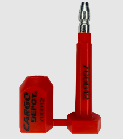 precinto de seguridad botella para camiones y contenedores rojo