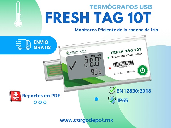 Data logger fresh tag 10T - Registrador de temperatura descartable Usb