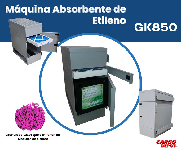 Equipo de absorción de etileno. Filtrado de aire y control ambiental del etileno en cámaras frigoríficas.