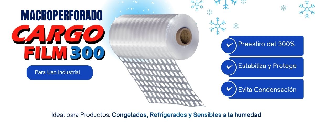 Stretech film macroperforado Cargo Film 300 - Preestiro del 300, estabiliza y protege. Evita la condensación