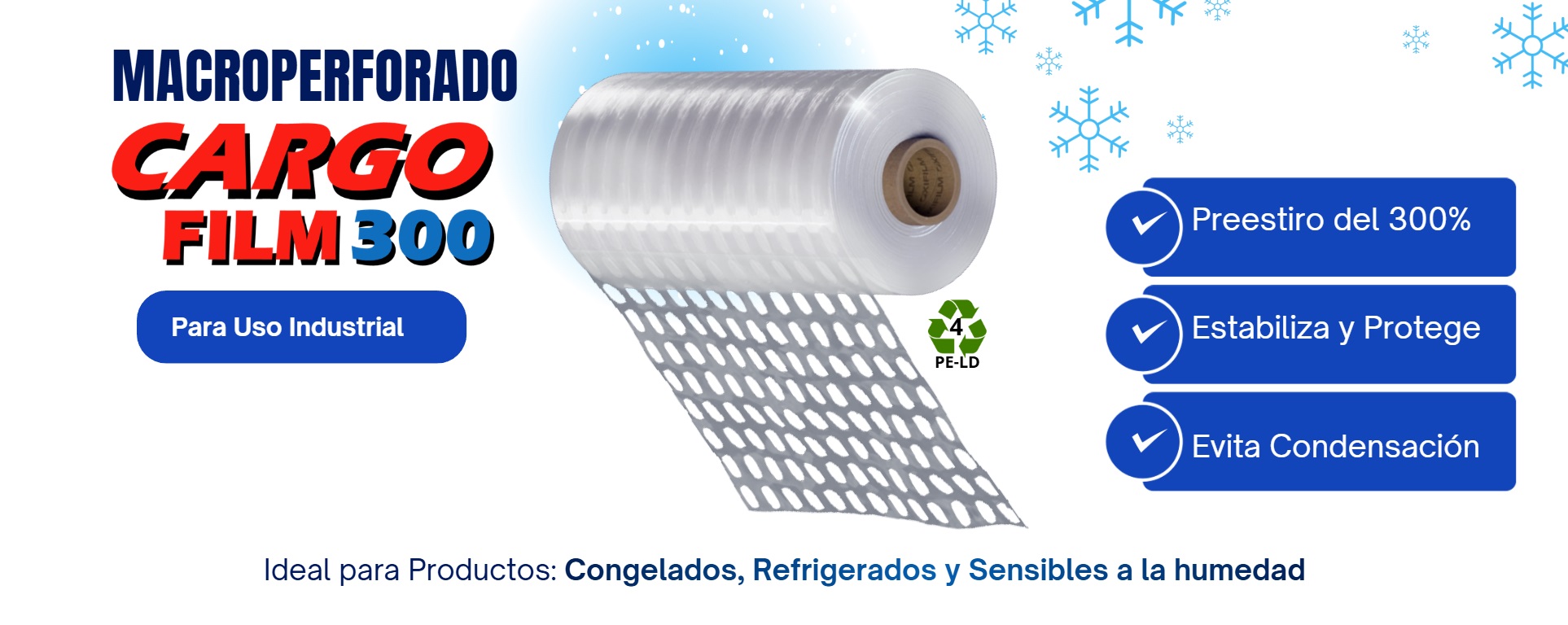 Stretech film macroperforado Cargo Film 300 - Preestiro del 300, estabiliza y protege. Evita la condensación