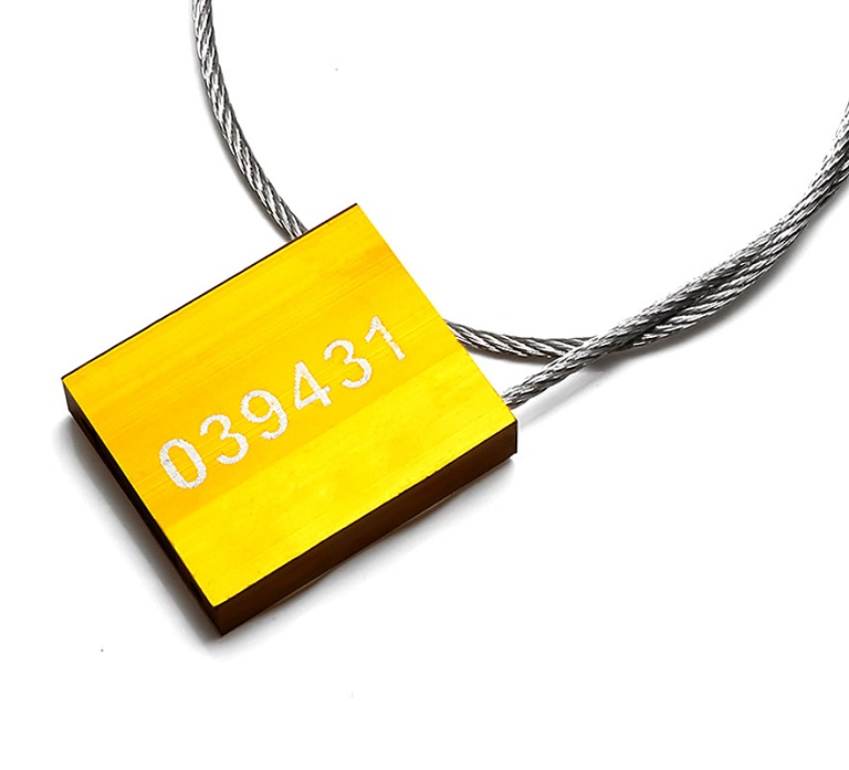 sello o precinto de cable de acero color amarillo 
