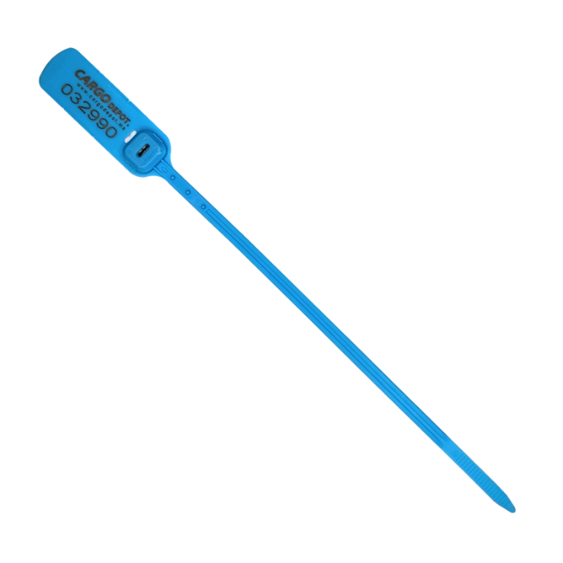 Sello de seguridad de plástico inserto metálico ajustable color azul